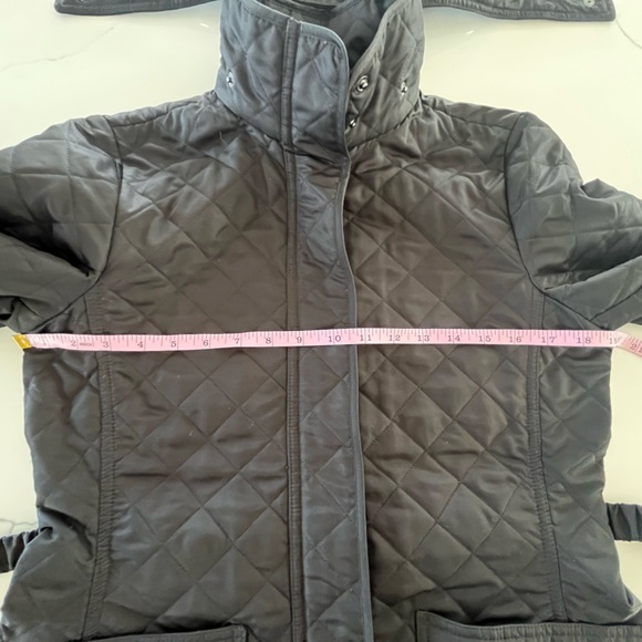 Burberry Black Quilted Belted Jacket w/ Detachable Hood - Fitted Silhouette Sz S - Picture 11 of 16